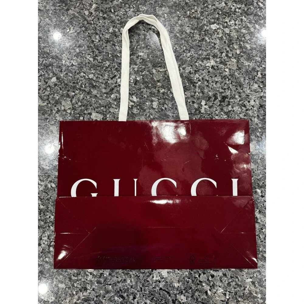 Authentic Gucci Shopping Gift Bag Only Red Burgundy 19